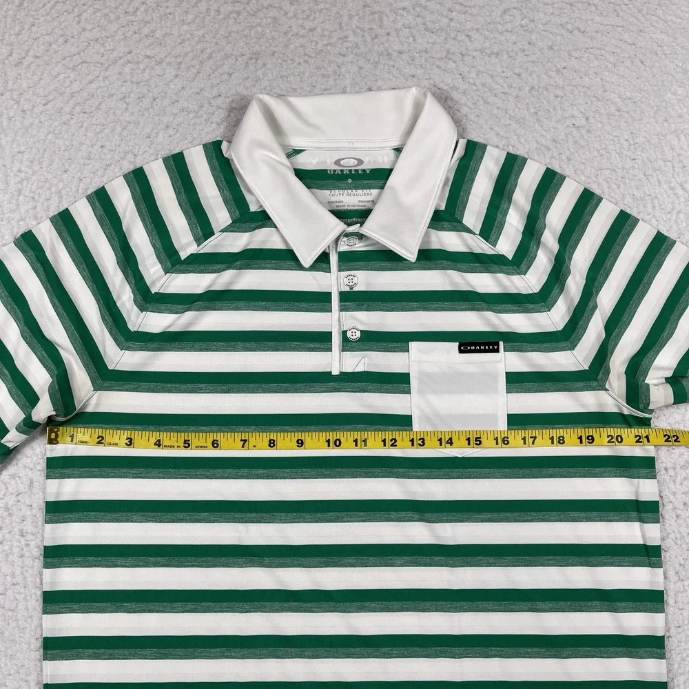 Oakley Polo Shirt Mens Large Striped Pocket Hydrolix Golf Preppy‎ Travel Tennis